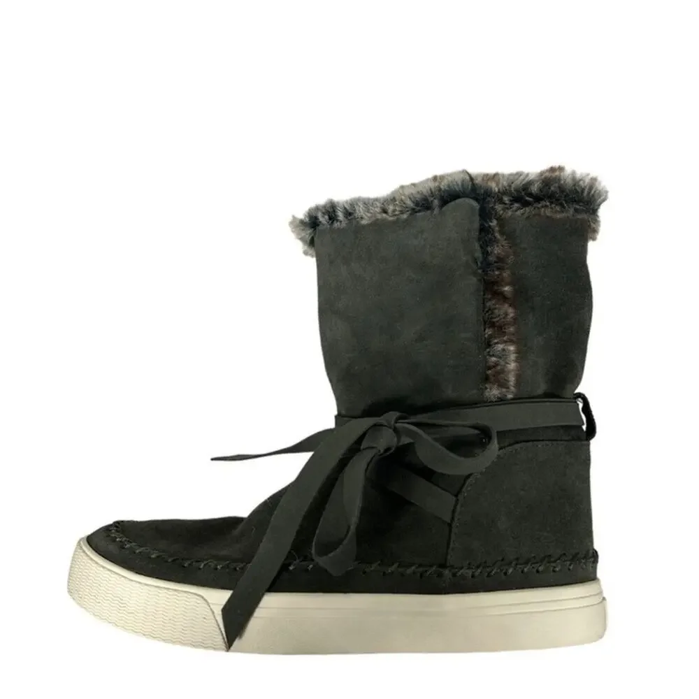 TOMS Vista Waterproof Faux Fur Lined Suede Boots Forest Green Size 8.5
